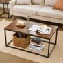 Coffee table, living room table, coffee table with steel frame, 100 x 55 x 45 cm, simple structure, industrial design, vintage brown-black Image 2