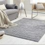 Blue loop rug thin pile stripes Image 4