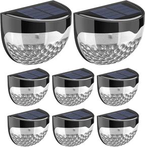 8 Pack Solar LED Fence Garden Lights - Solar Powered Outdoor Wireless LED Lights Waterproof Decoration Lamp for Railing Fence, Deck, Step Yard Patio (Pack of 8)