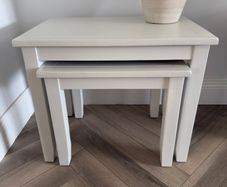 Solid Oak Side Tables - Hand Painted Colour Egyptian Cotton
