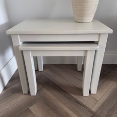 Solid Oak Side Tables - Hand Painted Colour Egyptian Cotton
