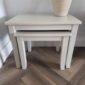 Solid Oak Side Tables - Hand Painted Colour Egyptian Cotton