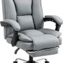 Office Chair with Footrest, Pet-Friendly Leather Reclining Ergonomic Computer Desk Chair with Double-Layer Padding, Upholstered Swivel Recliner for Home Office, Working, Black Image 4