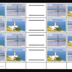 1997 Ireland Lighthouse 32p Se-tenant Commemorative Stamps (The Baily, Tabert) Gutter Pairs Block Mint Never Hinged (MNH).