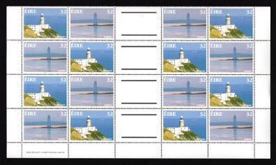 1997 Ireland Lighthouse 32p Se-tenant Commemorative Stamps (The Baily, Tabert) Gutter Pairs Block Mint Never Hinged (MNH).
