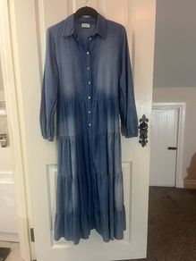 Susy Mix Soft Light Denim Tiered Dress - Size Medium / Size 12