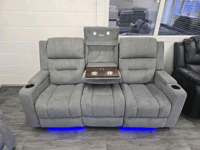 3+2 Titan Plus Grey Fabric Recliner Sofa Set