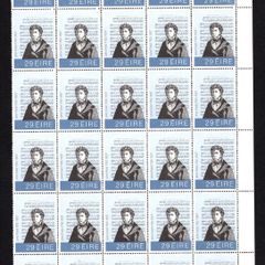 1982 Ireland Irish Literary & Musical Figures 29p John Field Commemorative Stamps Block of 30 Mint Never Hinged (MNH)