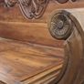 Solid wood 2-seater with scrolled arms and carving Image 3