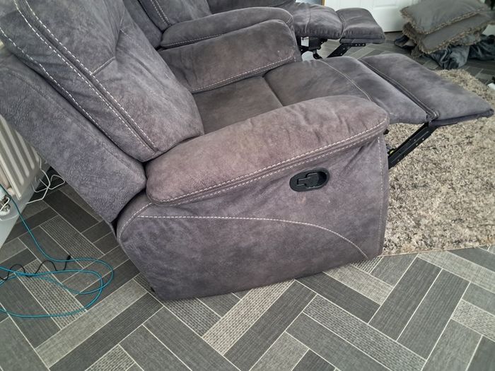 3 grey  seater reclining Sofa plus 2 armchairs recliner