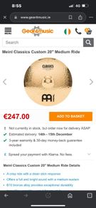 Meinl Custom Classic 20" Medium Ride