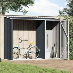 Garden Firewood Shed Anthracite 245x98x159 cm Galvanised Steel