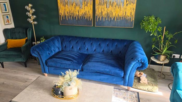 Gosford Large Navy Button Sofa