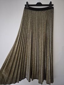 F&F Shimmery Gold Pleated Maxi Skirt L