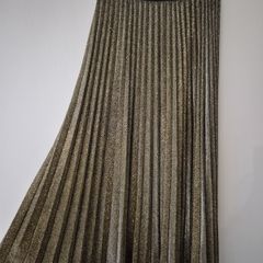 F&F Shimmery Gold Pleated Maxi Skirt L
