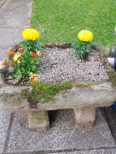 trough, reconstituted stone.