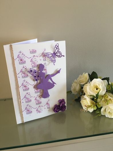 Beautiful handmade purple fairy card