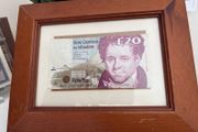 Irish 20 pound note in a frame
