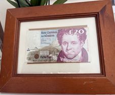 Irish 20 pound note in a frame