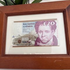 Irish 20 pound note in a frame
