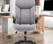 Office Chair for Home Office, Ergonomic Heavy Duty Desk Chair with Flip-up Arms & Lumbar Support, Comfortable Padded Swivel Computer Chair for Bedroom Study, 150KG Capacity, Grey