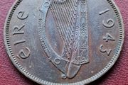 Ireland 1943 1 penny excellent bronze coin