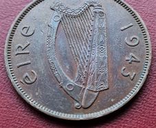 Ireland 1943 1 penny excellent bronze coin