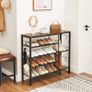 _shoe rack, for 14 pairs of shoes, for slippers, high heels, boots, in the entrance area, living room, bedroom, industrial style, vintage brown-black Image 2
