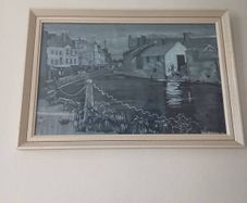 Patric Stevenson RUA Watercolour painting of Merchants Quay Newry