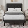 Single Bed Frame, 90 x 190 cm, with Adjustable Upholstered Headboard, Heavy Duty 256kg Weight Capacity, Easy Assembly, No Box Spring Needed, Grey Image 6