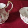 3 Piece Royal Albert / Paragon Victoriana Rose Bone China Gold Gilt Cake Plate, Sugar Bowl And Milk Jug Set Made In England Image 5
