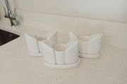 3 Fine Porcelain Salt &amp; Pepper Shakers With Toothpick Holder (12.5cm x 5.5cm x 9.5cm)