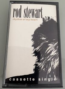 Very rare cassette single. Rod Stewart - Rhythm of my Heart. Looks new and unplayed. Collectors' quality.
