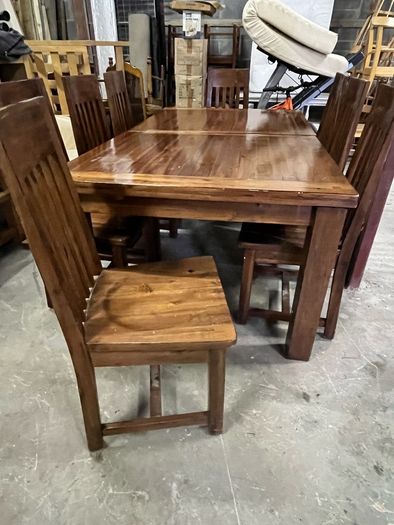 Solid Wood Dining Table & 8 Chairs
