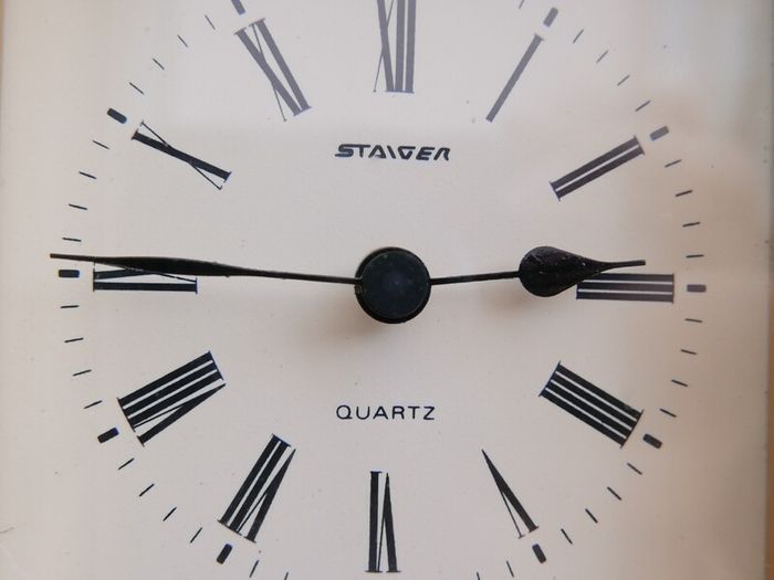 Vintage Staiger Brass Mantel Catriage battery operated Table Clock