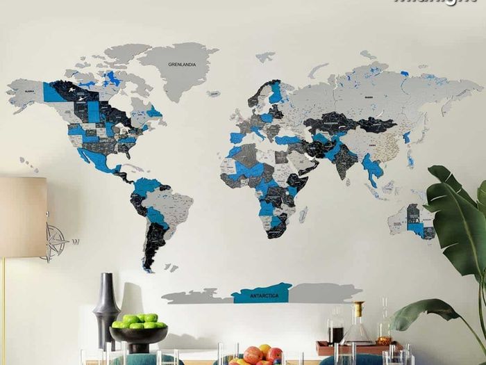 3D Premium Wooden World Map with Country Borders Country Names Capital Names US and Canada Borders and Names World Biggest City Names World Biggest Rivers World Biggest lakes World Main Roads 3D Map Effect