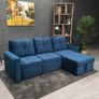 Blue velvet Corner Sofa Bed with Storage 215cm Image 4