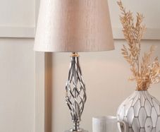 Silver Jenna Metal Twist Detail Table Lamp