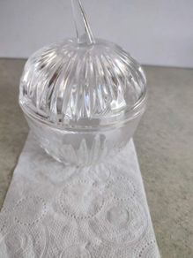 Rare find Vintage crystal apple shaped preserve pot, perfect for the Christmas cranberry sauce