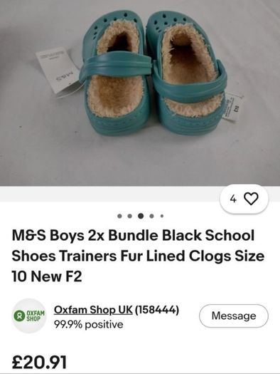Brand New M&S Unisex Crocs With Cosy Fur Lining - Colour - Dusted Aqua - Size - U.K.12 - RRP - 10.00 - Sterling - 13.99 - Euro