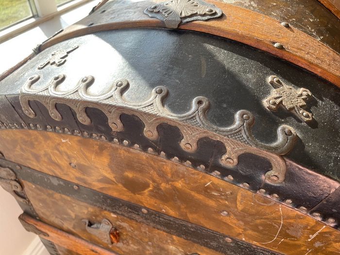Vintage American Dome-Top Steamer Trunk / Storage Chest