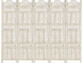Hand carved 5-Panel Room Divider White 200x165 cm Solid Mango Wood