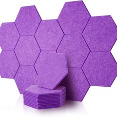 NEW SALE | 12 Pack High Density Hexagon Acoustic Panels,Acoustic Foam Panels 30 x 26 x1 cm Beveled Edge Tiles Sound Proof