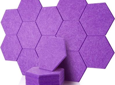 NEW SALE | 12 Pack High Density Hexagon Acoustic Panels,Acoustic Foam Panels 30 x 26 x1 cm Beveled Edge Tiles Sound Proof
