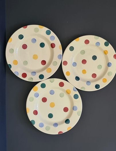 Set of 3 Emma Bridgewater Polka Dot Side Plates 17cm Vintage: two 2006, one 2007