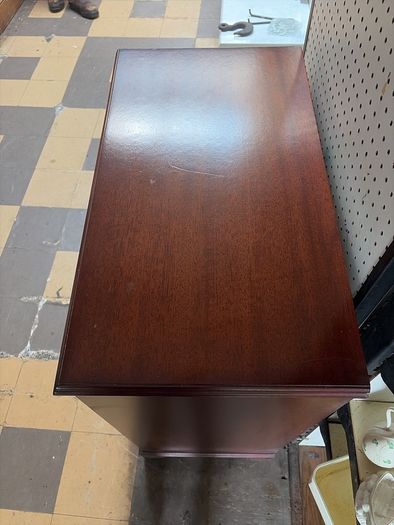 traditional English-style mahogany furniture, this twin-pedestal dressing table, five drawer chest of drawers to match and dressing table stool