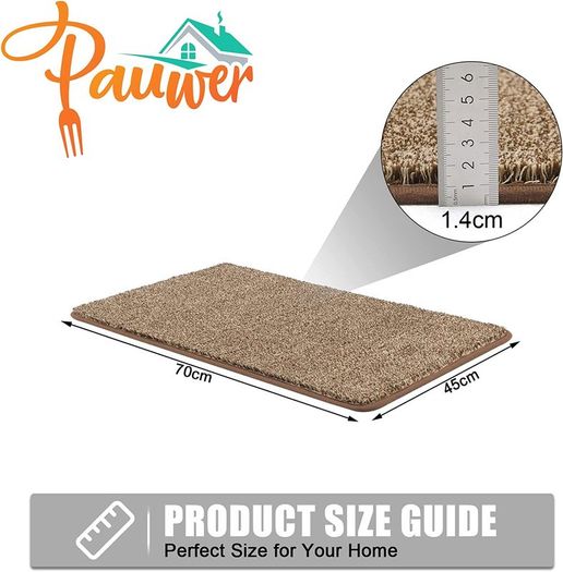 Indoor Doormat Front Door Rug Low-Profile Barrier Mat Non Slip Entrance Dirt Trapper Door Floor Mat for Entry Patio High Traffic (45X70cm,Brown)