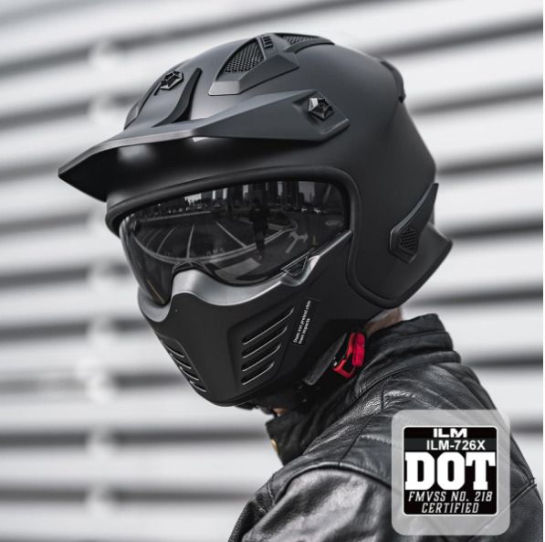 ILM Matte Black Motorbike Helmet size XL 61-62cm