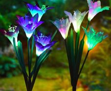 Solar Lights Outdoor Garden, Uvbang 2 Pack Solar Flower Stake Lights with 8 Larger Flowers,7 Color Changing Garden Ornaments Solar Powered Light Waterproof for Pathway Yard Patio Lawn (FREE POSTAGE)