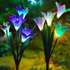 Solar Lights Outdoor Garden, Uvbang 2 Pack Solar Flower Stake Lights with 8 Larger Flowers,7 Color Changing Garden Ornaments Solar Powered Light Waterproof for Pathway Yard Patio Lawn (FREE POSTAGE)